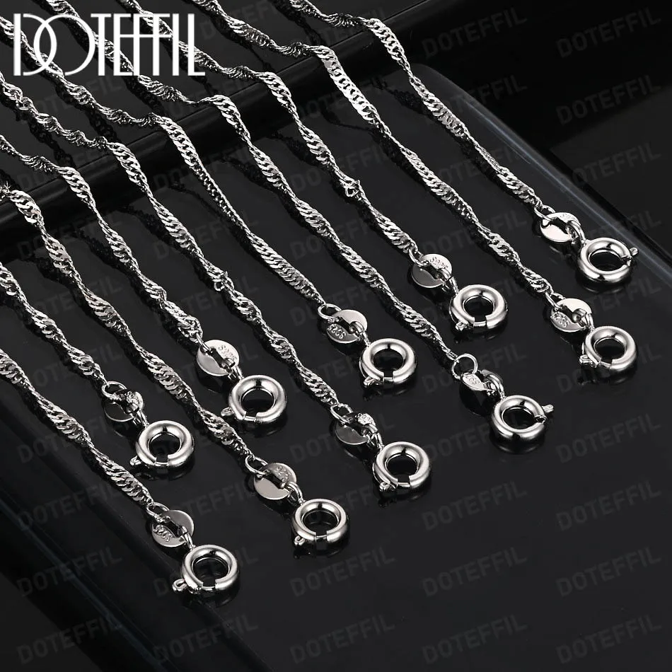 DOTEFFIL Water Wave Chain Necklace 925 Sterling Silver 18 inch 1/5/10pcs For Women Man Wedding Engagement Party Fashion Jewelry