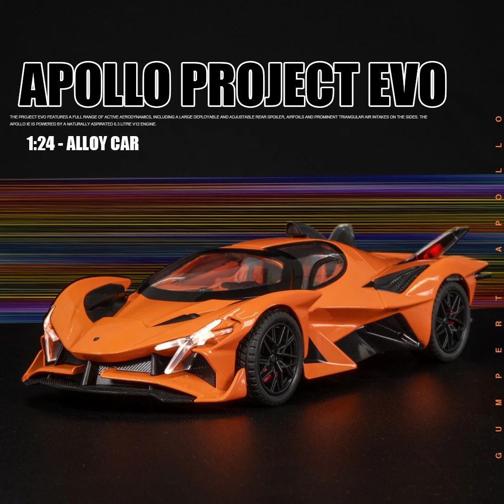 

1:24 Apollo Project EVO Supercar Alloy Cast Toy Car Model Sound and Light Toy Collectibles Birthday gift