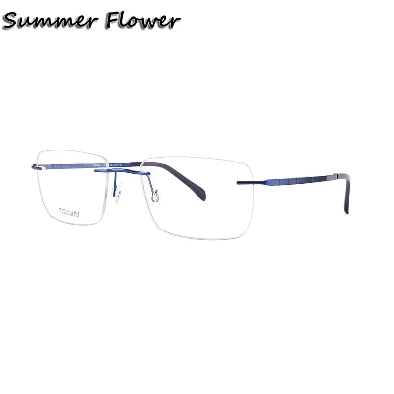 

Prescription Glasses Men Wide Nose Bridge Rimless Eyeglasses Frames Pure Titanium Flexible Ultra Light Optical Eyewear