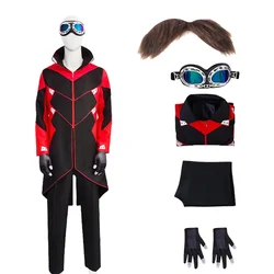 Anime Eggman Cosplay Costume Ivo Mr Dr Robotnik Cosplay Beard Men's Jacket Pants Glasses Gloves Halloween Trench Coat Party