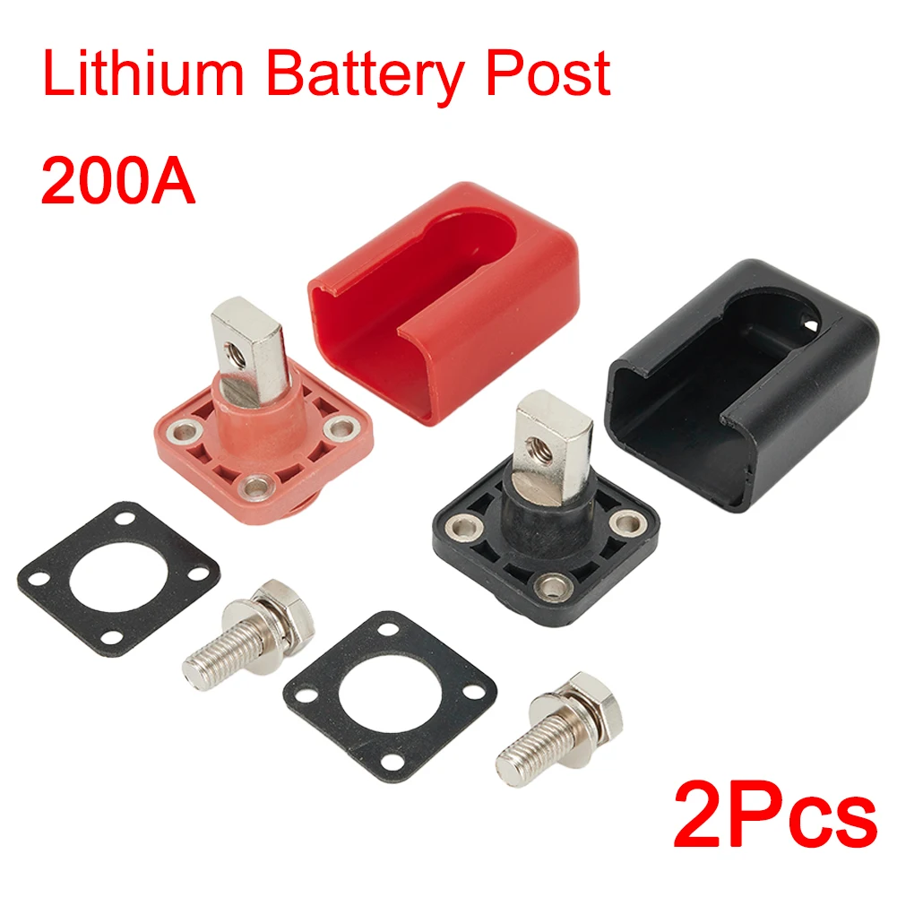2PCS 200A All-copper Lithium Battery Post High-current Copper Terminal Battery Connector Energy Storage Terminal
