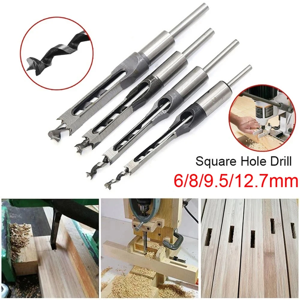 

6/8/9.5/12.7mm HSS Square Hole Drill Bit Auger Bit Steel Mortising Drilling Craving Woodworking Tools