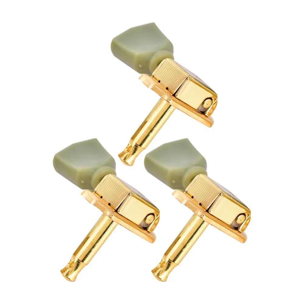 Premium Metal And Plastic Guitar Tuning Pegs 3L3R Configuration Gold + Jade Color Tuning Keys Guitar Tuners For Guitar
