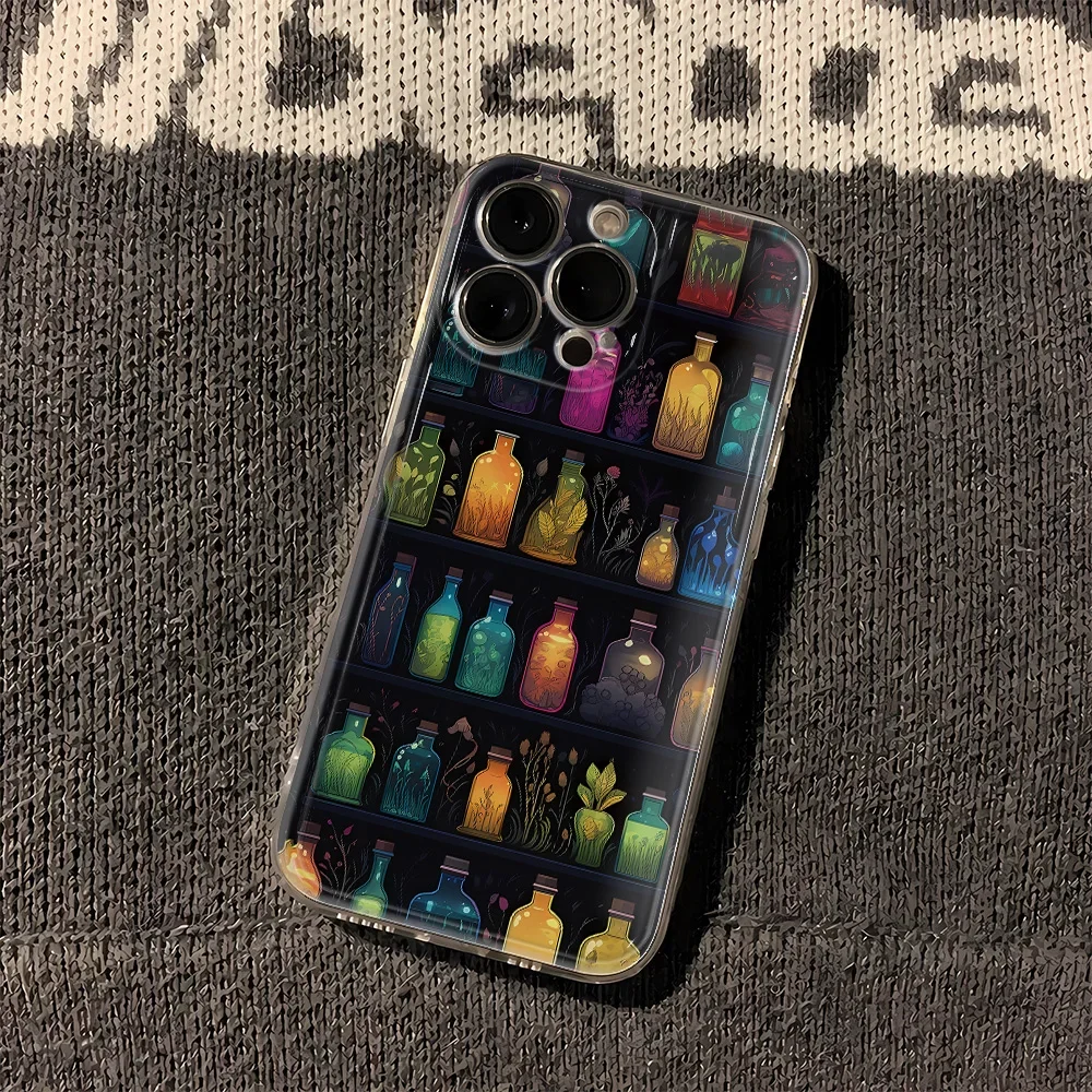 Bottles And Jars Phone Case For IPhone 16 15 14 13 12 11 Pro Max 16e 8 7 Plus XR XS X SE Shockproof  Silicone  Clear Cover