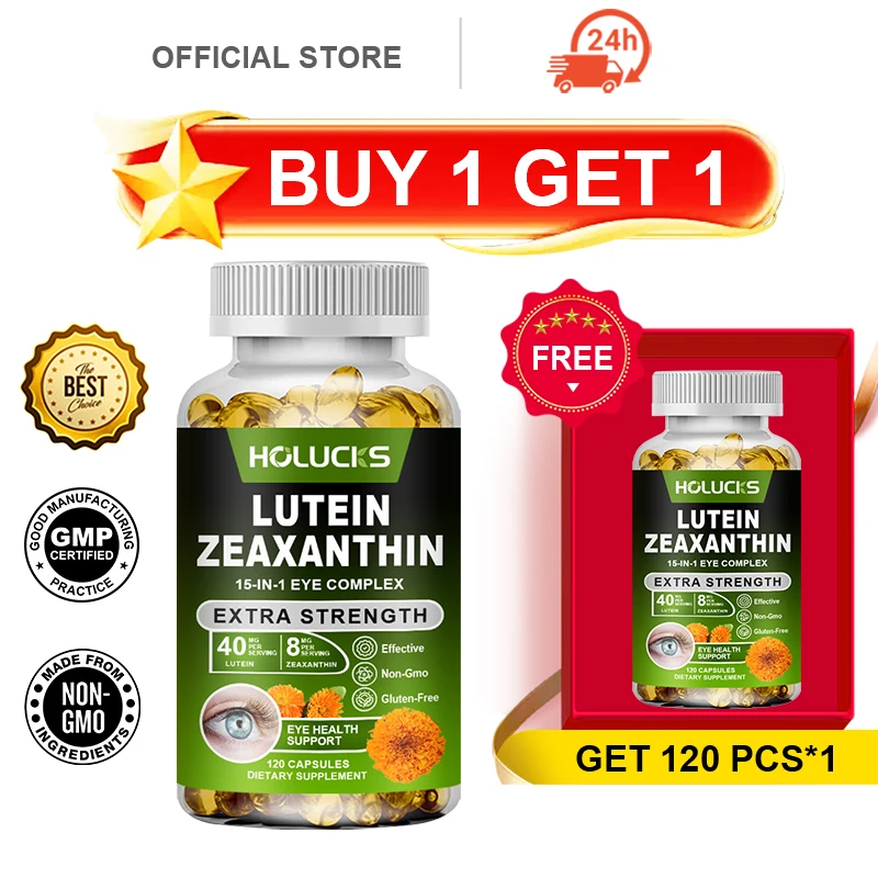 

Buy 1 Get 1 Free! Natural Lutein Zeaxanthin Supplement, with Vitamins & Greens, Supports Eye Health, Vision Clarity, Antioxidant