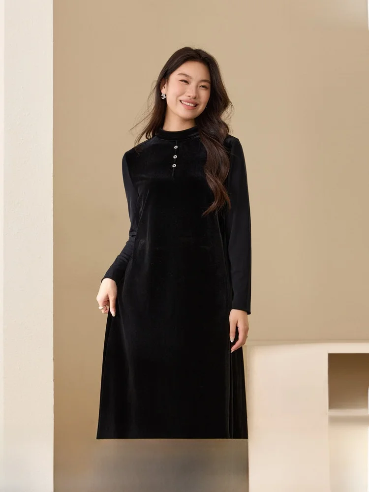 

Новая зимняя женская вельветовая платье-рубашка больших размеров с высоким воротником в корейском стиле для офиса и повседневной носки