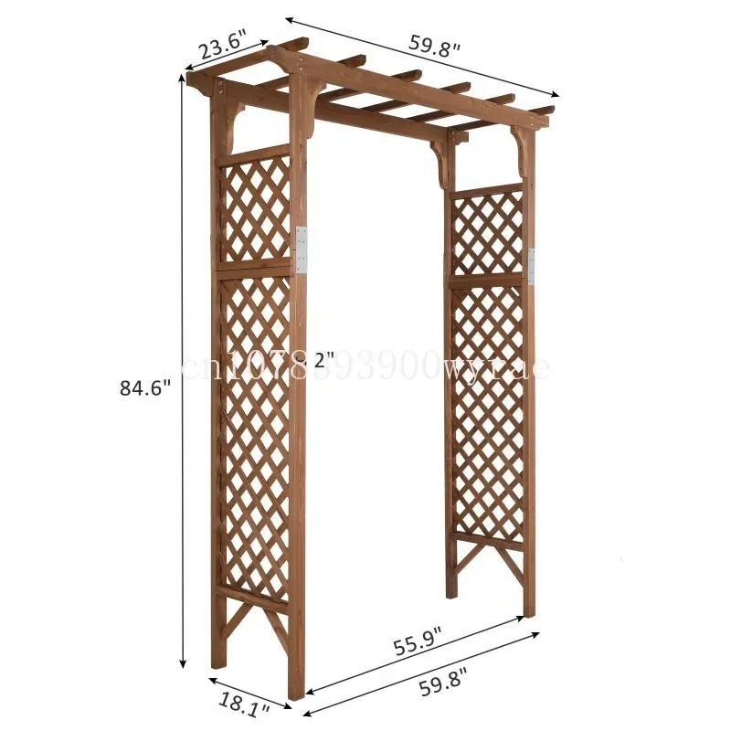 Dark Brown 152*60*215cm Beautiful And Practical Flat-Topped Wooden Arch Garden Arch