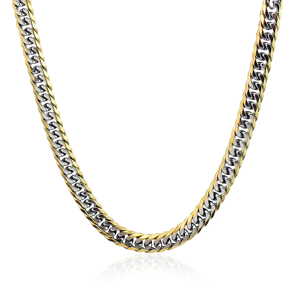 Good Quality High Polish Stainless Steel Jewelry Cuban Tight Chain 18K PVD Gold Plated Hip Hop Necklace for Women Man