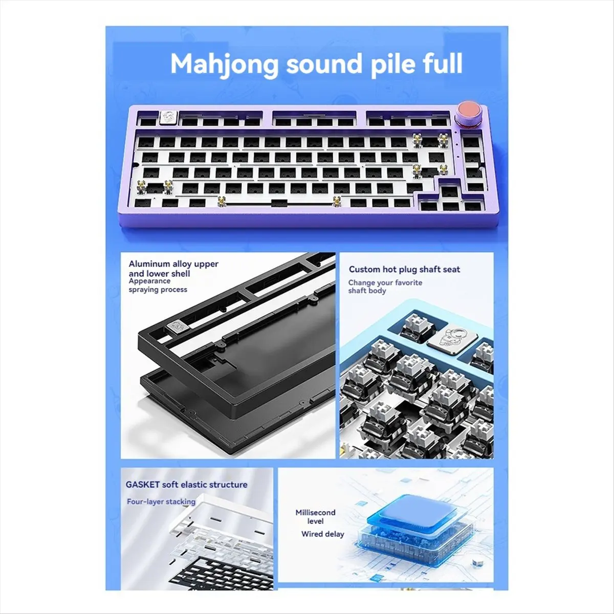 ■★New Arrival Fashion  Wired Mechanical Keyboard Kit with Knob RGB Light Gasket Custom Aluminum Hot-Swap Laptop Gamer Wired Keyb