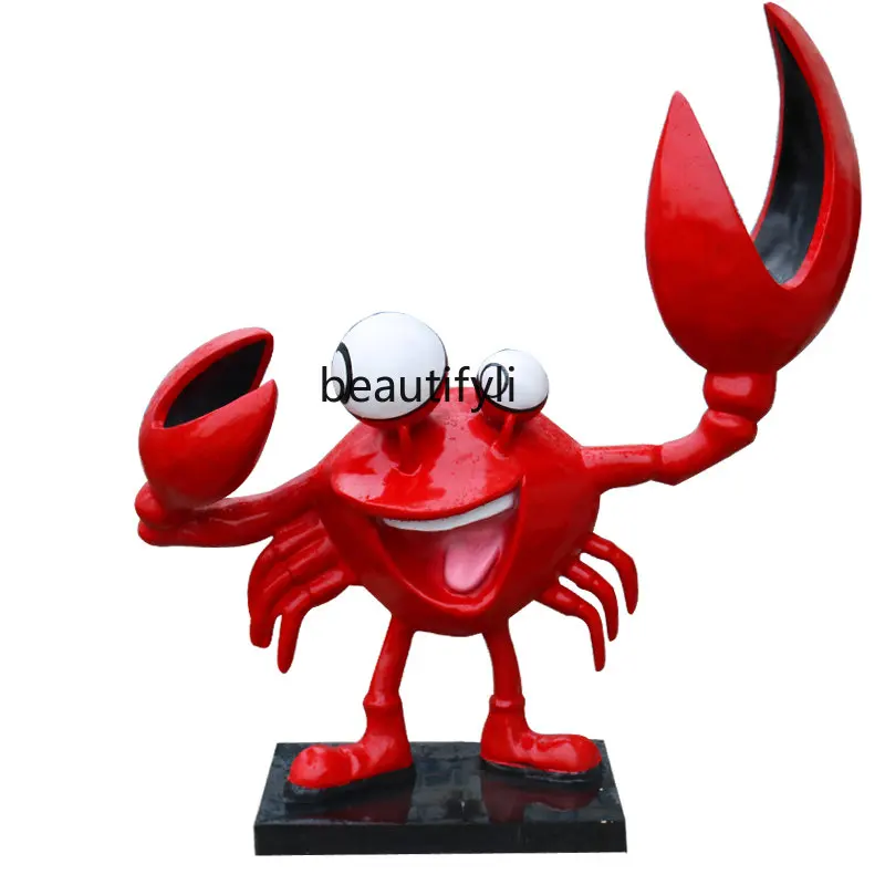 

Fiberglass Crab Sculpture Seafood Hairy Crab Cartoon Resin Floor Ornaments