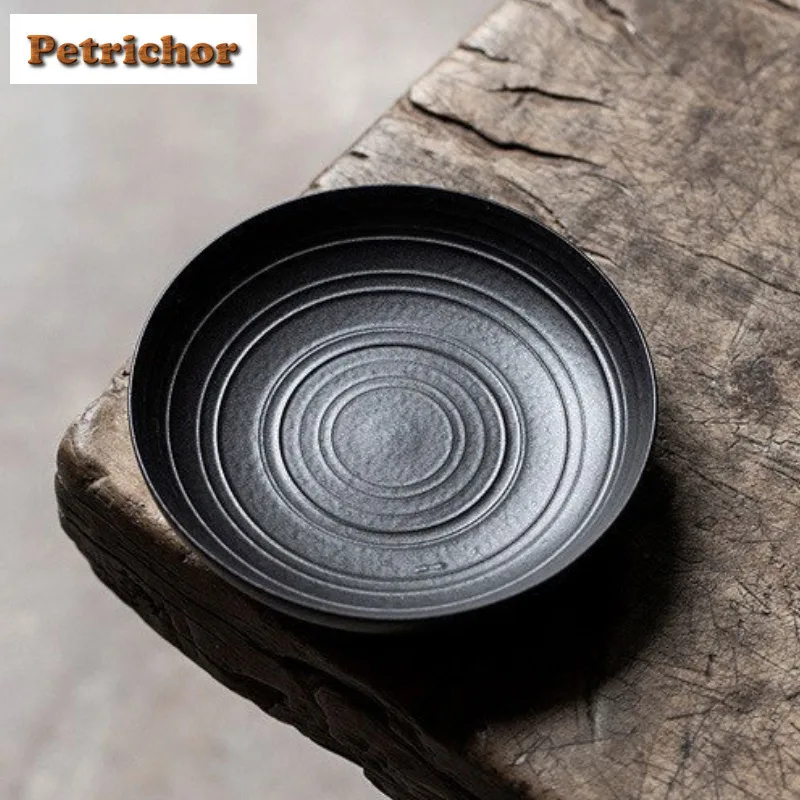 

2pc/lot Japanese Style Silver Black Pot Bearing Holder Gaiwan Support Dry Brew Table Tea Tray Coasters Cha Fruit Snack Plate