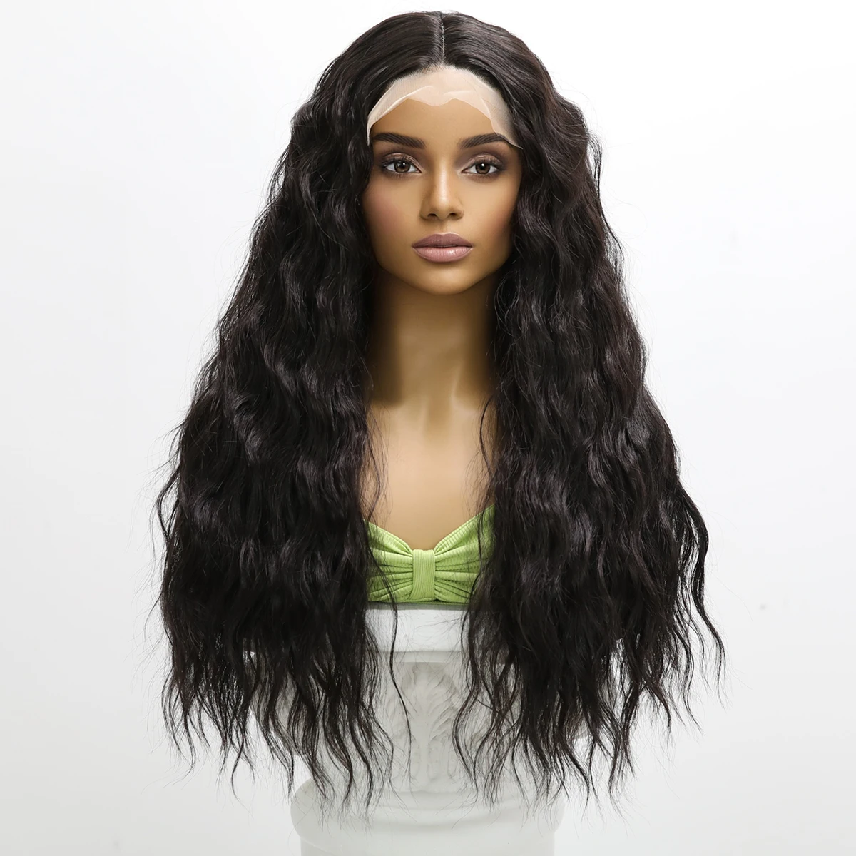 Daily Cosplay Lace Wig Black Natural Fluffy Women's Wig Long Hair Curly Hair Synthetic Fiber Party Women's Wig