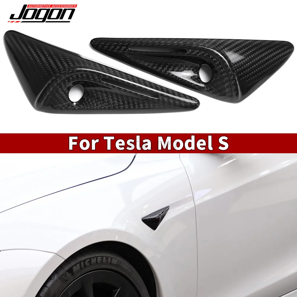 

2PCS For Tesla Model S 2021 2022 2023 Car Accessories Carbon Fiber Exterior Side Fender Stickers Trim Side Camera Protection