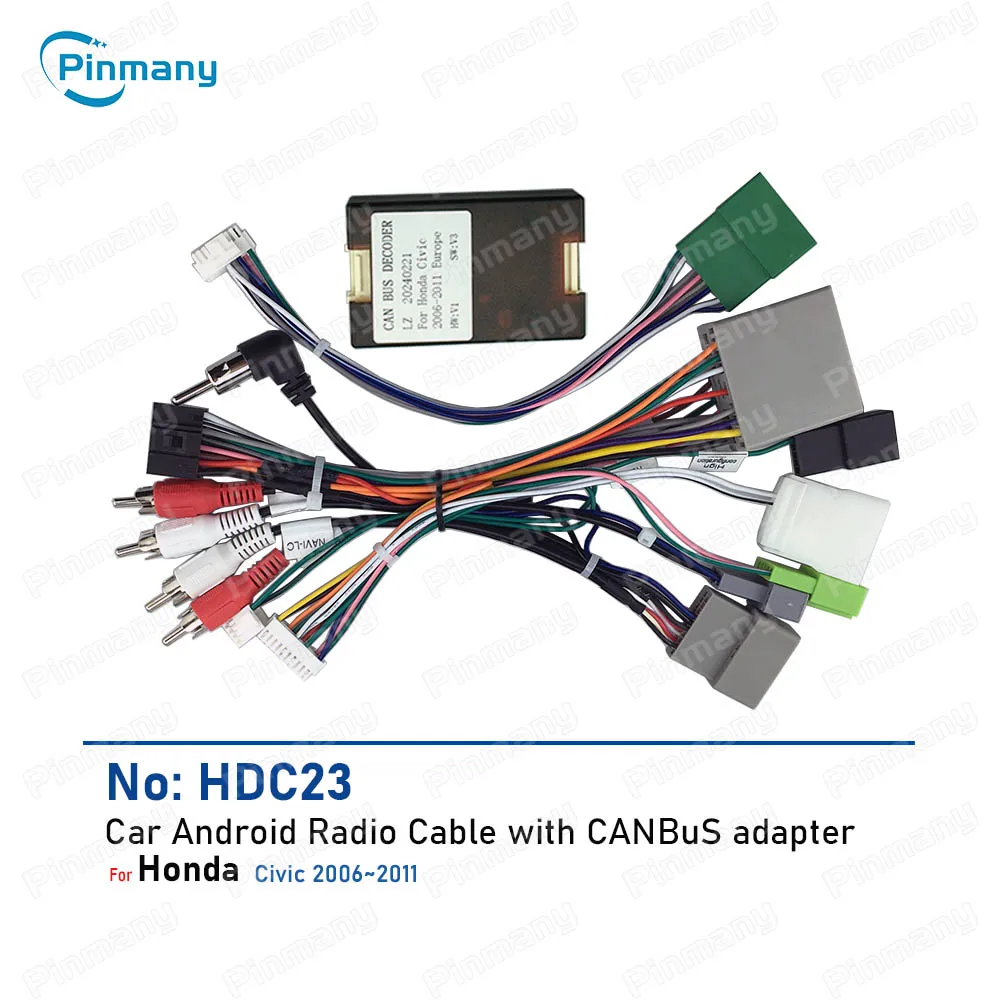 Car Radio Cable HDC23 16-pin android head unit Power Wire Harness Adapter with CAN Bus Decoder for 2006~2011 Honda Civic