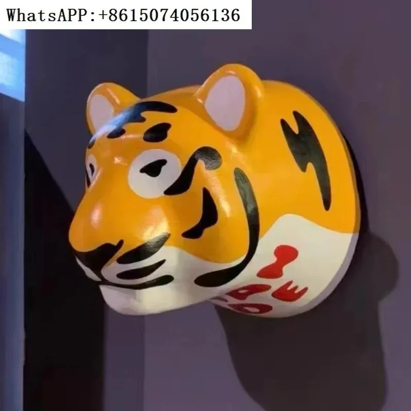 Humanmade Cartoon Tiger Head Wall Accents Sculptures & Figurines Interior Home Wall Decoration Christmas Accessories 2023