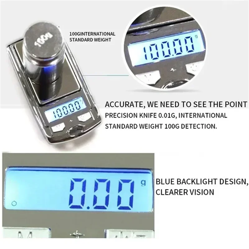 1PC Portable Mini Digital Pocket Scales 100g 0.01g for Gold Sterling Jewelry Gram Balance Weight Car Key Electronic Scales