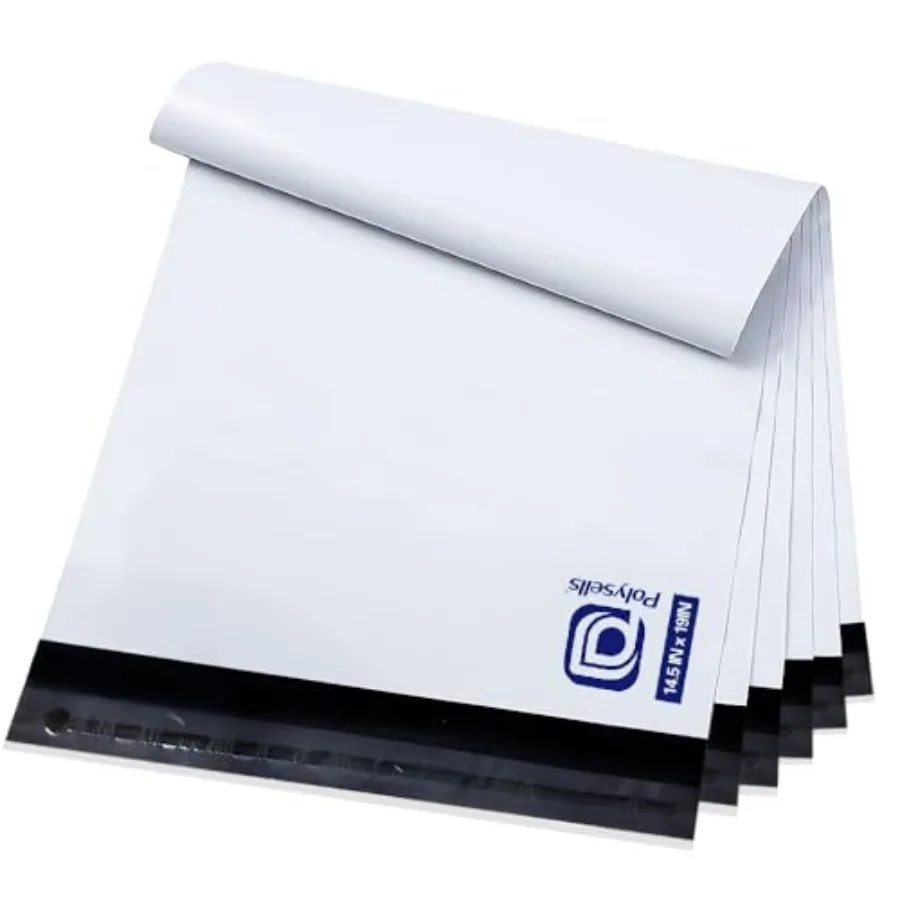 

100 шт. почтовых пакетов из полиэтилена 14,5x19 дюймов, прочные, с клейким клапаном, водонепроницаемые и устойчивые к разрывам, для отправлений