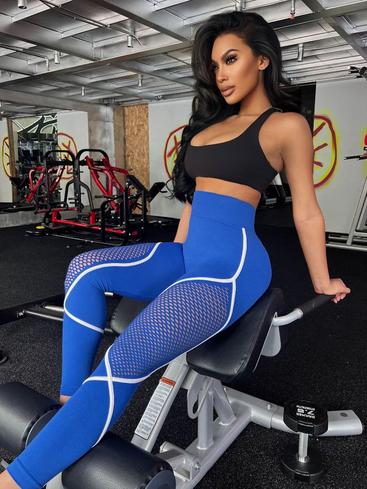 Frauen Sexy Fishnet Mesh Patchwork Yoga Leggings Erwachsene Hohe Taille Dünne Laufsport Strumpfhosen Weibliche Gym Fitness Lange Hosen
