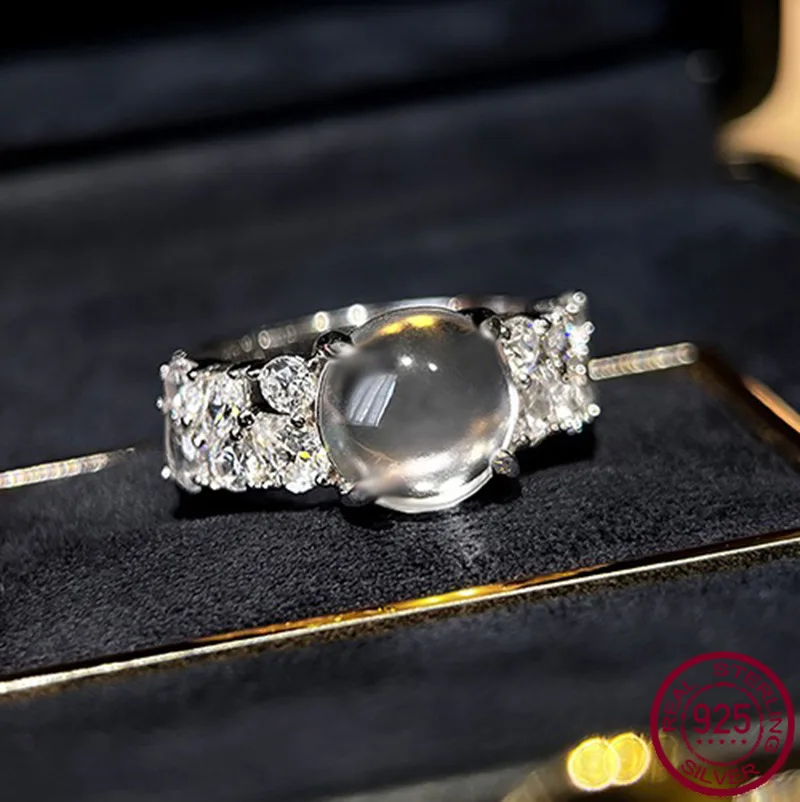 

Новое кольцо для женщин, серебряное яйцо 925 пробы, стекло с высоким льдом, нефрит, голубиное яйцо, бриллиант, циркон, новый китайский стиль