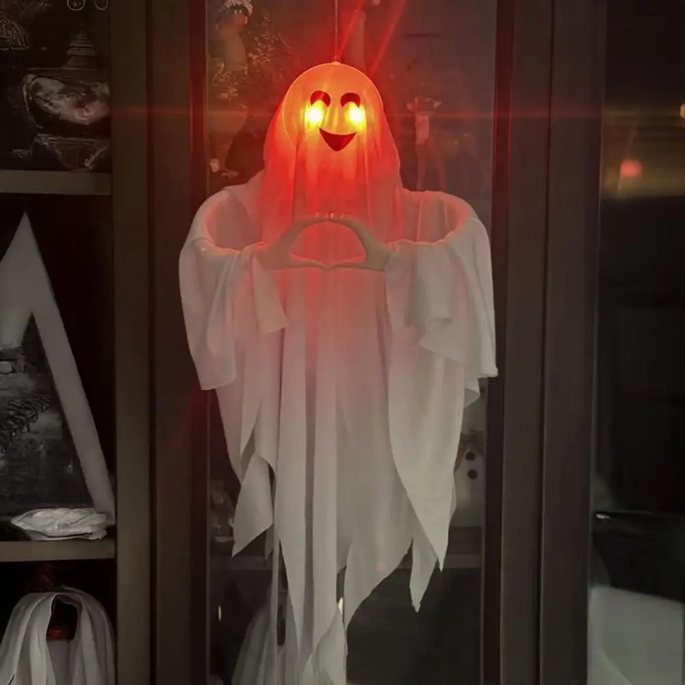 Outdoor Halloween Decoration Halloween Ghost Pendant with Eyes Heart Hand Gesture Cloaked Messenger Statue Outdoor for Haunted