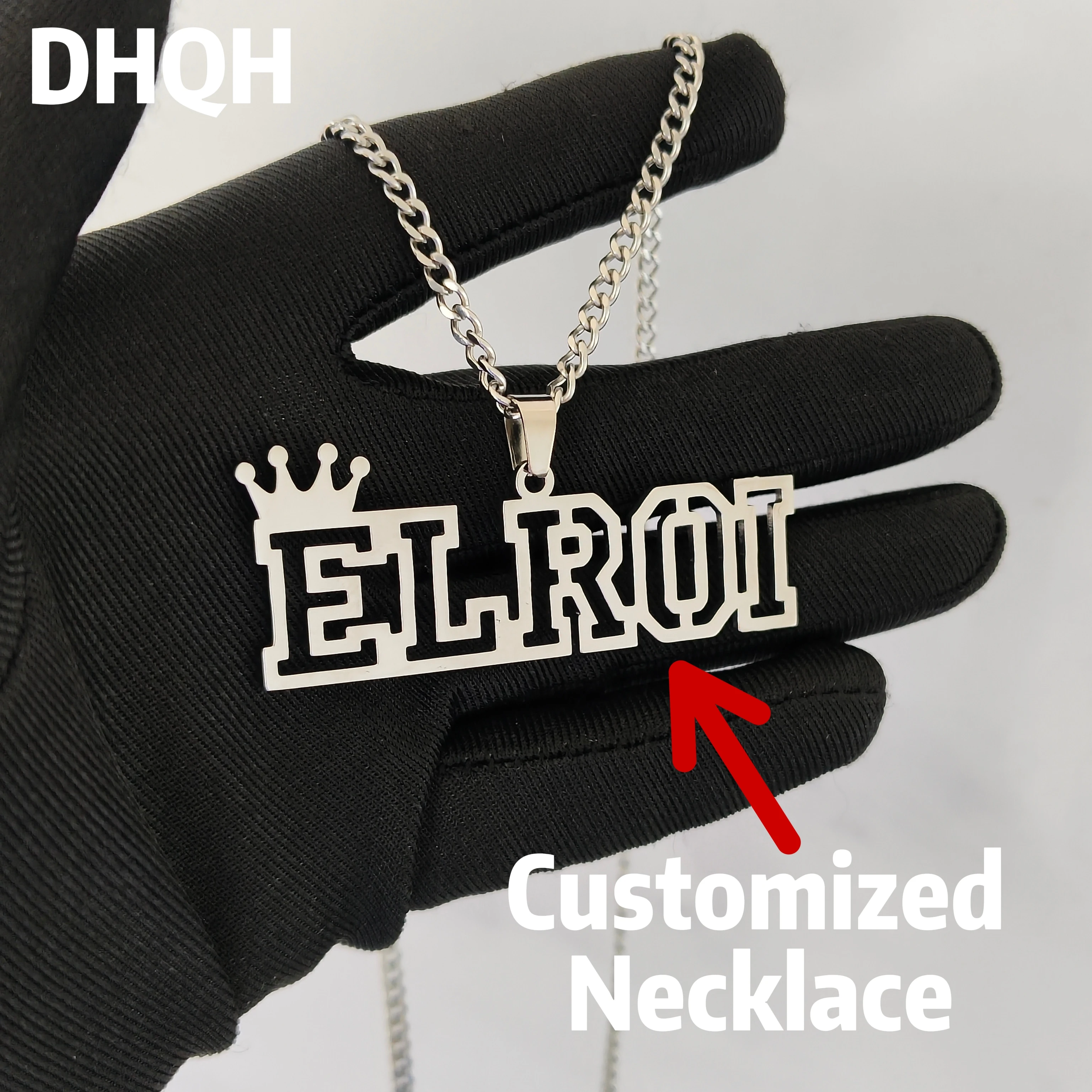 

DHQH Hot-sale Customized/Personalized Name Nameplate Hollow Necklace/Pendant Personalized Letter Hollow Necklace Christmas Gift