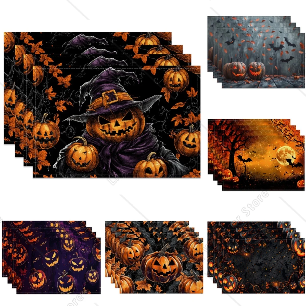 

Подставки для Хэллоуина, обеденный стол, жуткая тыква, летучая мышь, луна, тематические коврики для стола, декор для вечеринки, кошелек или жизнь, ужин, прочный, моющийся