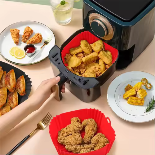 Reusable Airfryer Pan Liner Accessories Silicone Air Fryers Oven Baking Tray Pizza Chicken Airfryer Non-stick Silicone Mould - Image 4