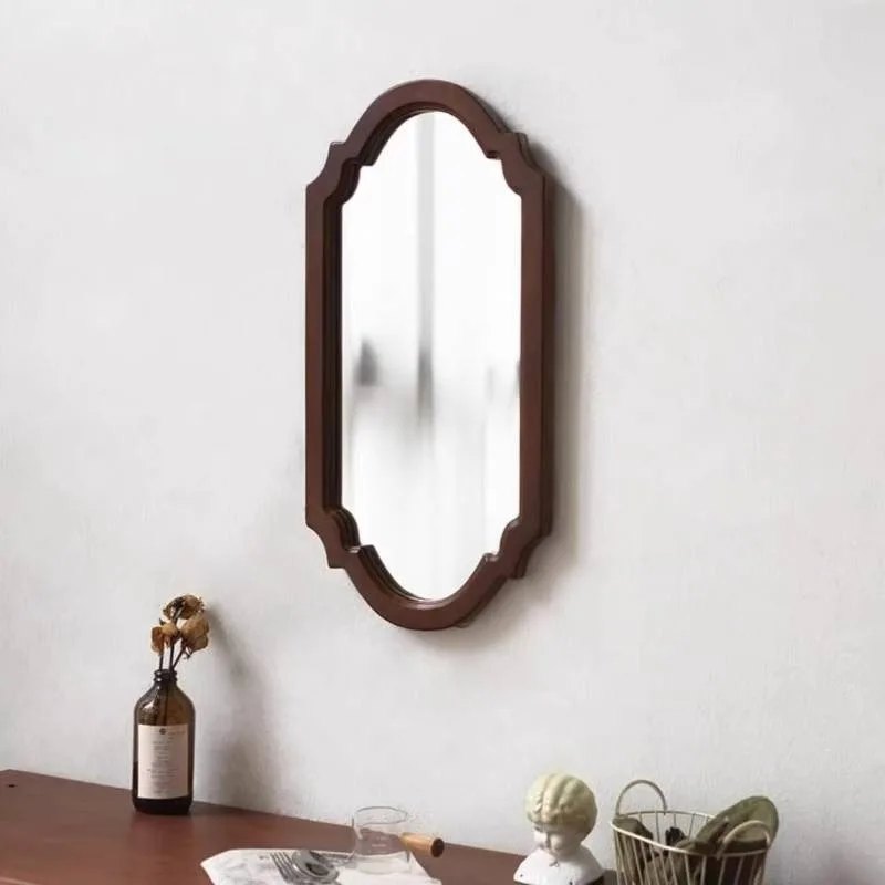 Square Classic Decorative Mirrors Frame Vintage Wood Compact Make Up Mirror Living Room Aesthetic Espejos Home Decor Luxury