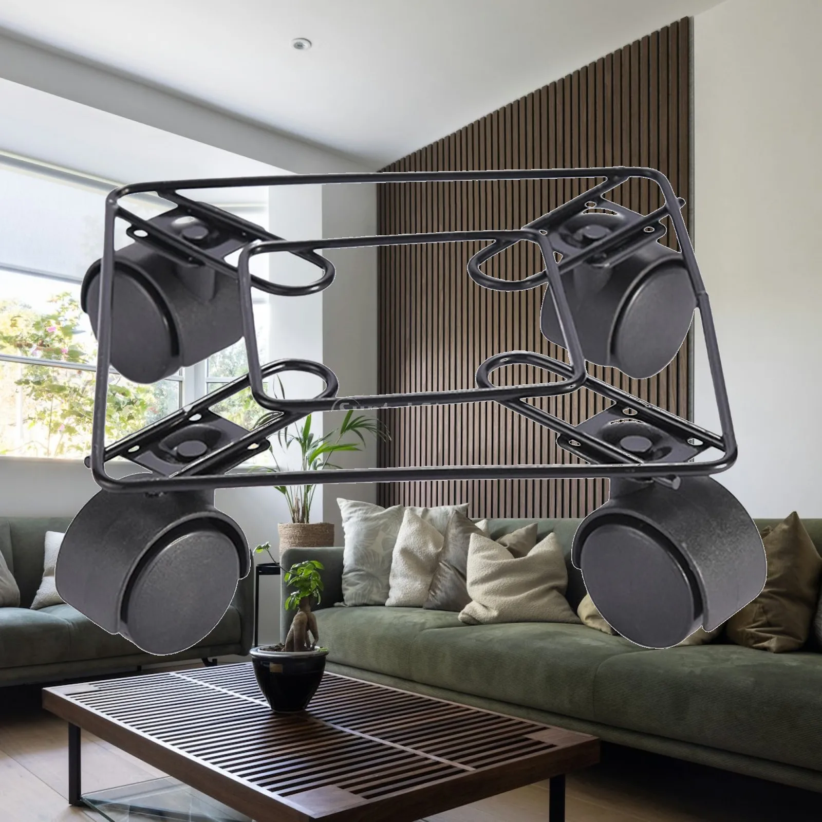 Rolling Plant Pot Stand with 360 Degree Swivel Wheels Iron Planter Rack for Indoor Outdoor Corner Organizer
