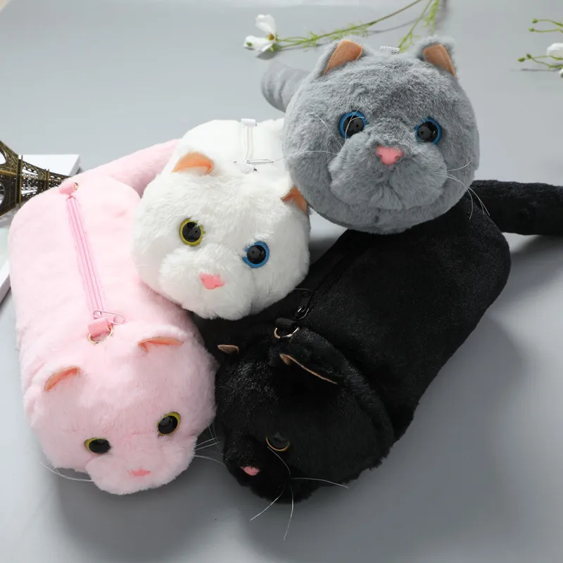 Women cute Cat Plush shoulder bag  lady fur messenger bag Girl cartoon mini mobile phone bag