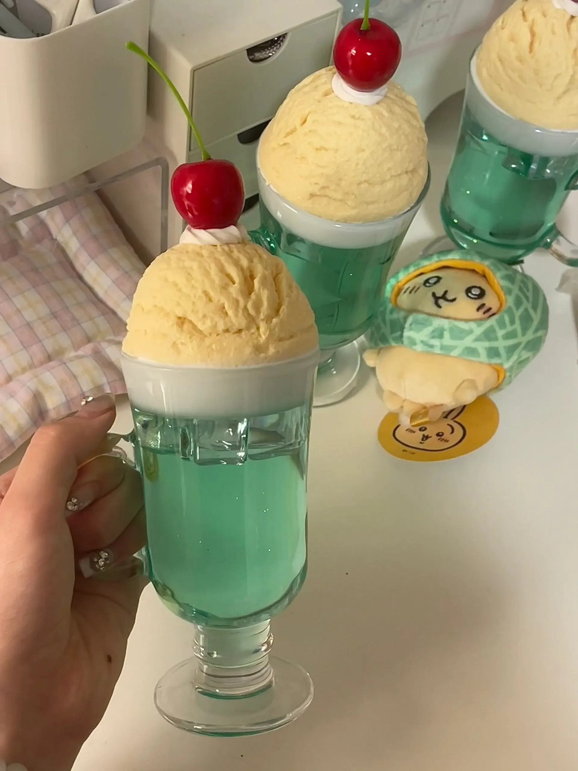 

Model Creative Gift Handmade Melon Soda Desk Ornaments Soda Drink Cup Soda Ice Cream Topping Glass Cup Girls Room Decoration