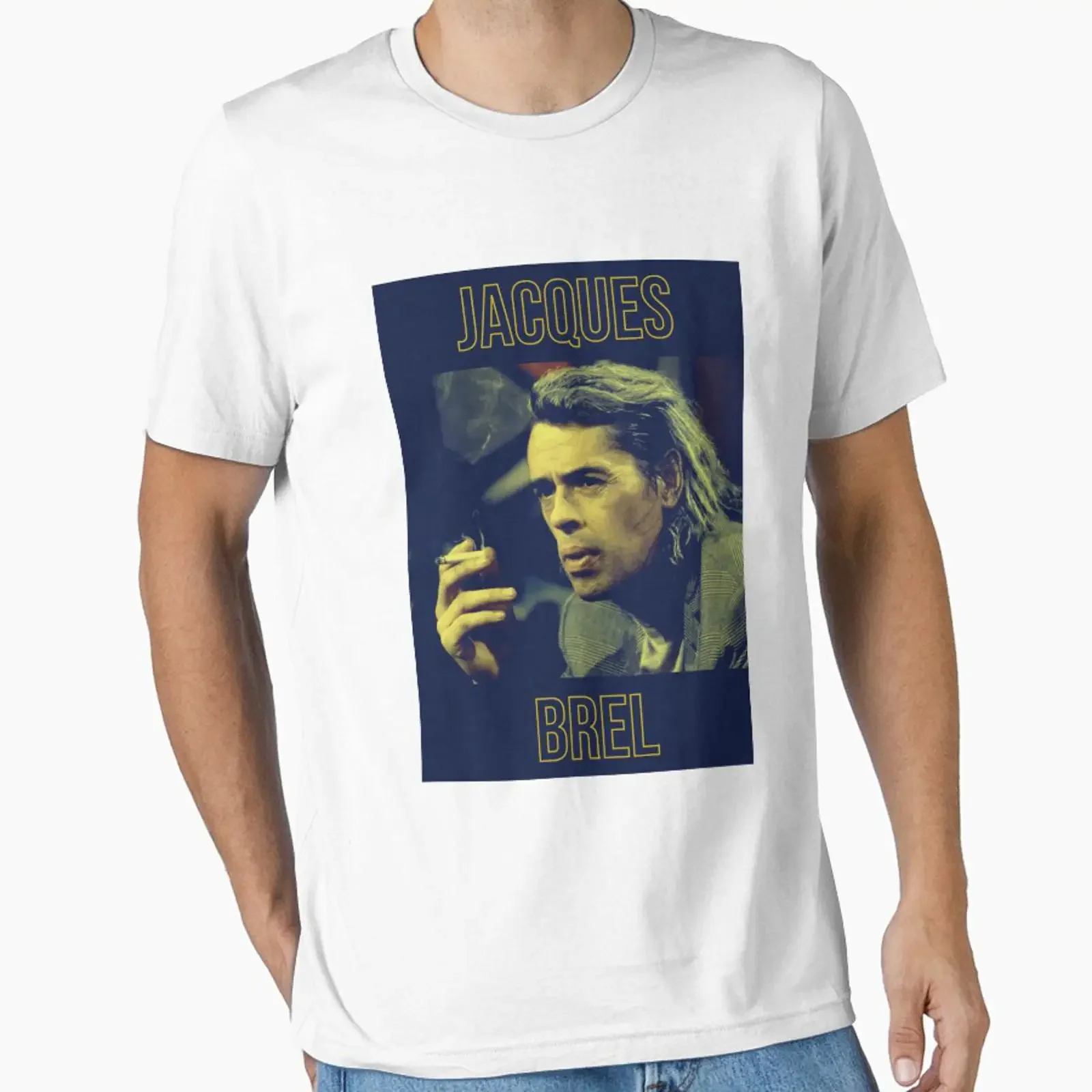 Jacques Brel designed and sold by umutozturk vintage Washed fashion Stylish homme Comfortable Unisex Versatile Breathable