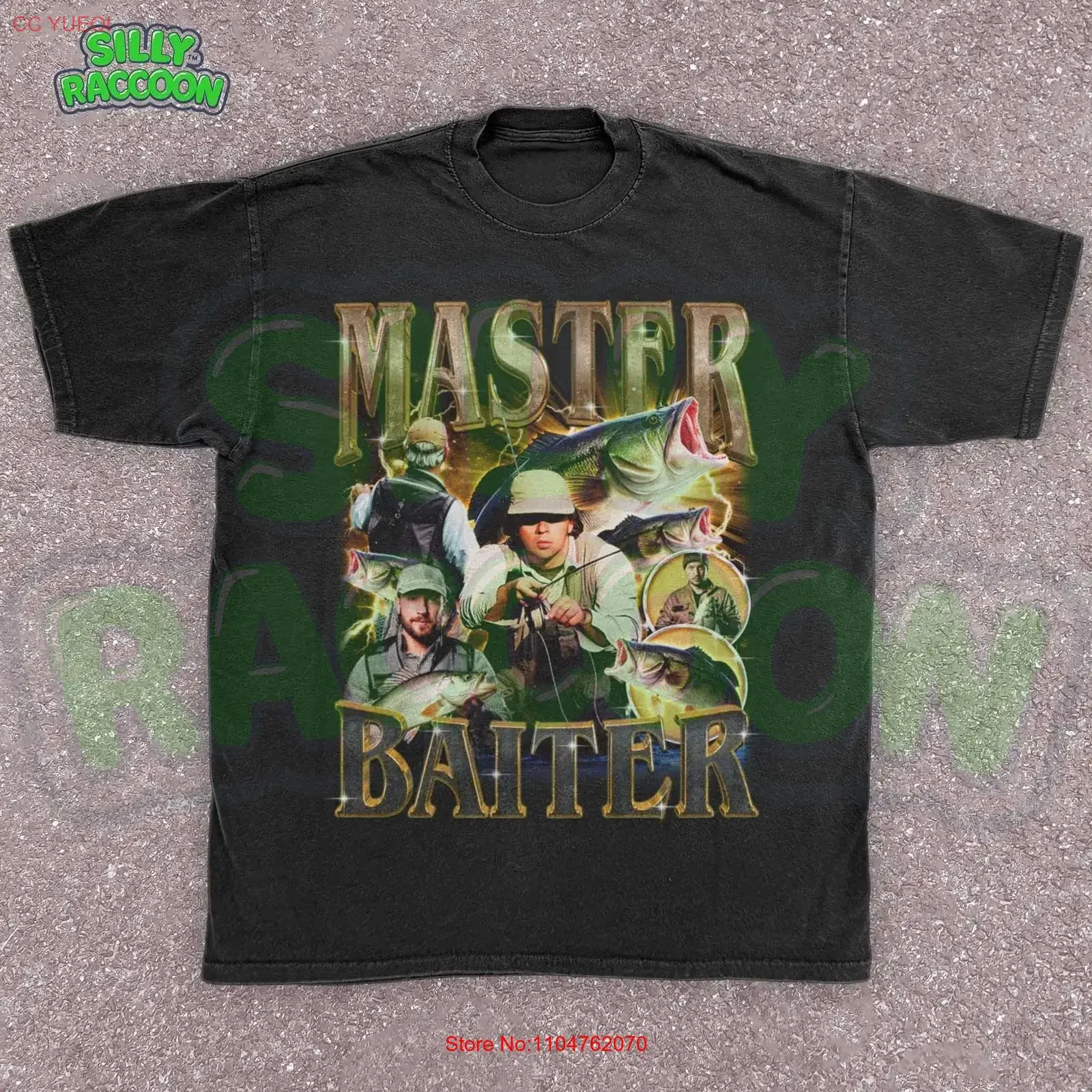 Master Baiter Mens T Shirt Funny Fishing Fisherman Dad Gag long or short sleeves vintage Washed Versatile designer clothes