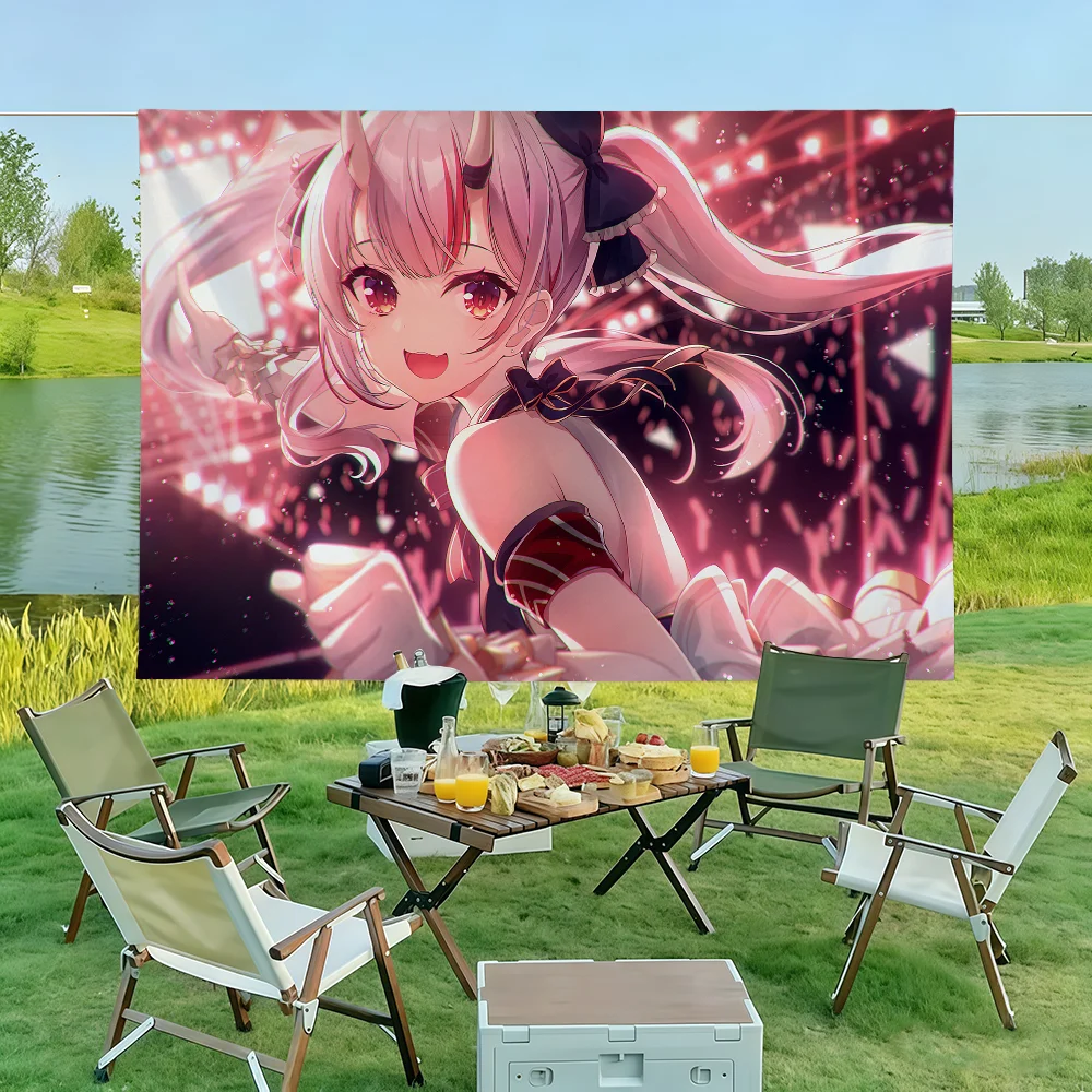 Virtual Idols N-Nakiri Ayame Flag Wall Decorations Home Decor Suitable For Living Room Bedrooms Dormitories Parties And Holidays