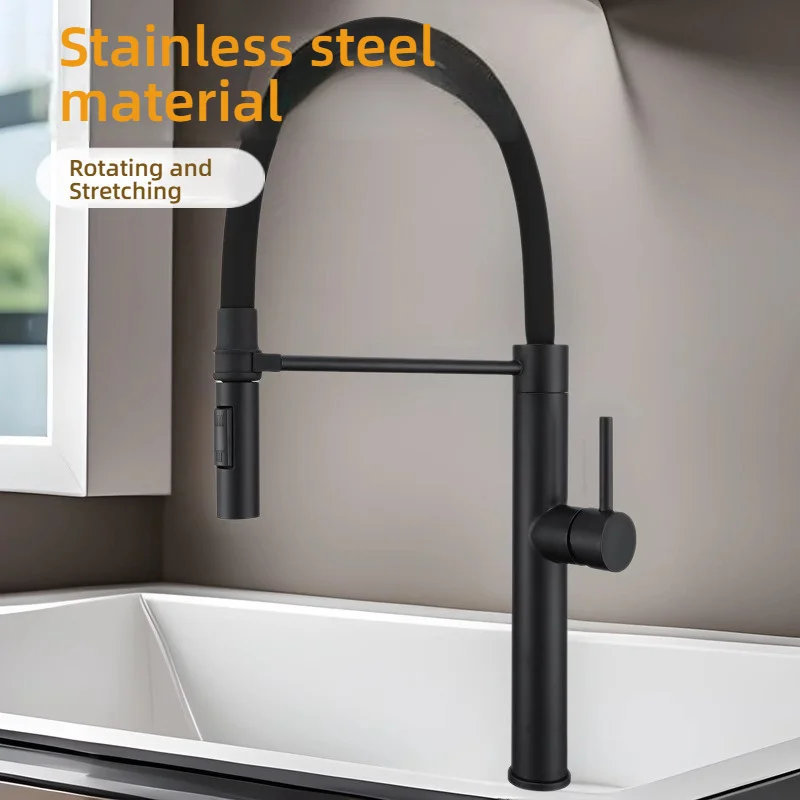 

Multifunctional Stainless Steel Kitchen Faucet Pull Down Sprayer Kitchen Sink Single Handle Hot And Cold Water Faucet