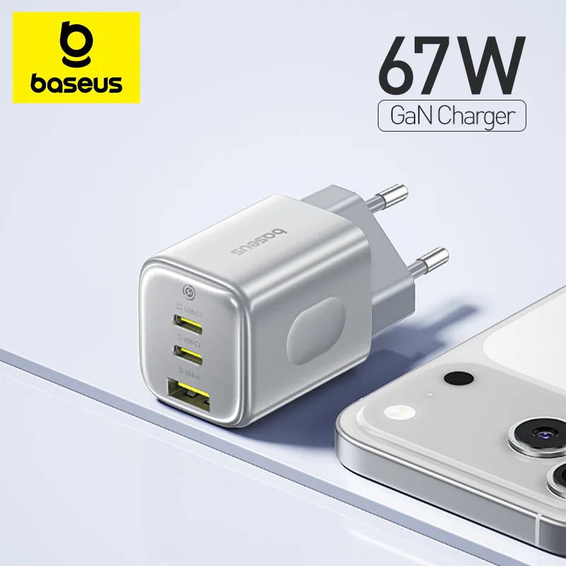 Baseus 67W Fast Charger For iPhone 17 16 15 Xiaomi Samsung PD Charge  USB Charger Phone Charger Portable Travel GaN Charger