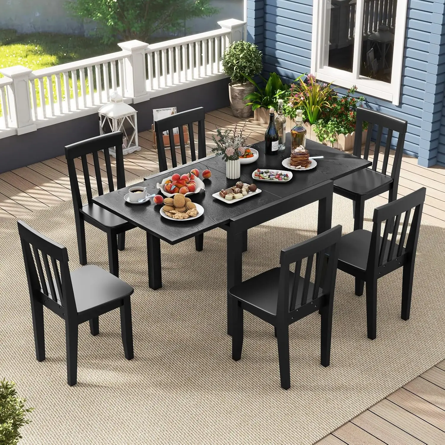 Expandable Aluminum Dining Table Seats 4 6 People Extendable Patio 315 63 Inch Adjustable Rectangular Bistro Outdoor Furniture G