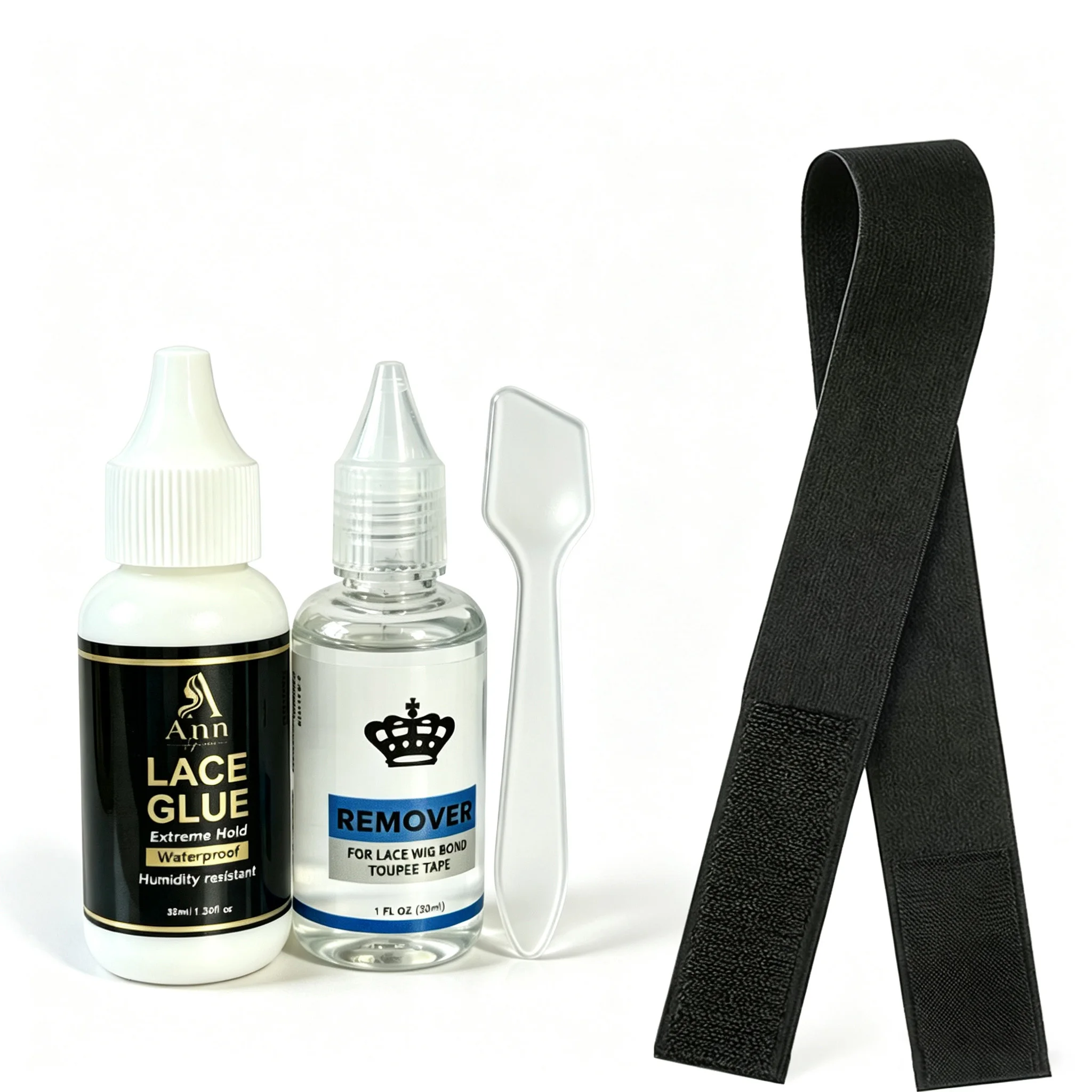 Ann Waterproof Lace Wig Glue Set, Extreme Hold Lace Glue & Bond Remover with Wig Band and Spatula for Lace Front Toupee