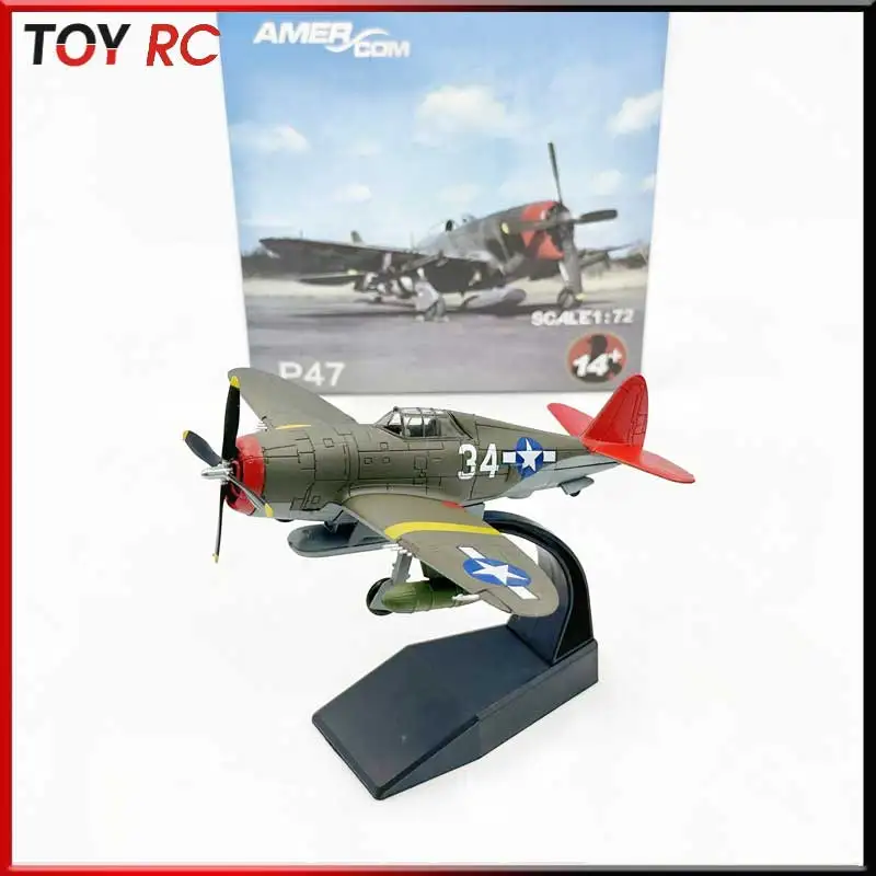 

Масштабная модель самолета 1/72: Американский истребитель-бомбардировщик P-47D, 332-я эскадрилья (Red Tail Squadron), времен Второй мировой войны, готовая модель для декора.