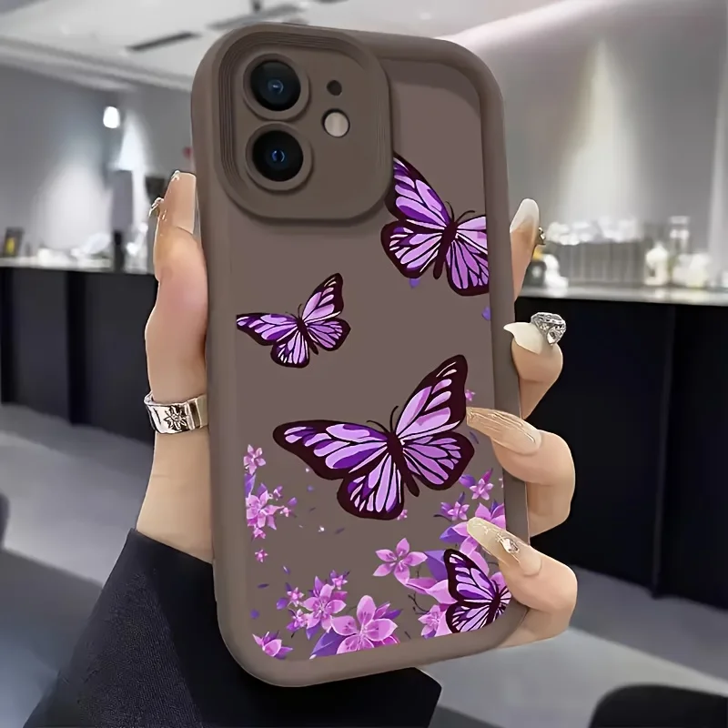 حافظة هاتف بنمط الفراشة الأرجوانية لهاتف iPhone 17 إلى 11 Pro Max Plus أفضل خيار للهدايا #3