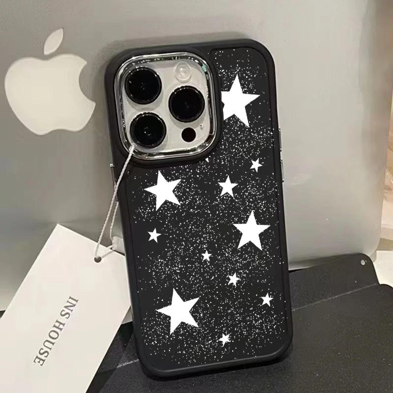 Luxury Shining Star Full Screen Star Cluster Phone Case For iPhone 11 12 13 14 15 16 ProMax XR XS 7 8 Plus Anti Drop Back Covers