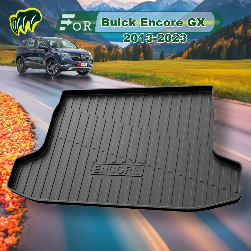 For Buick Encore GX 2013-2023 TPE Custom Fit Car Trunk Mat All Season Black Cargo Mat 3D Shaped Laser Measured Trunk Liners