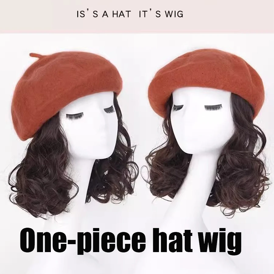 12in 6 colors Synthetic Anemone Women's hat wig Curled hair on both sides Berey hat Bangs Side Fringe for A whole hat wig