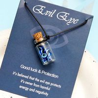 Turkish Blue Evil Eye Wishing Bottle Pendant Necklace for Women Men Black Rope Chain Necklace Good Luck&Protection Jewelry Gift