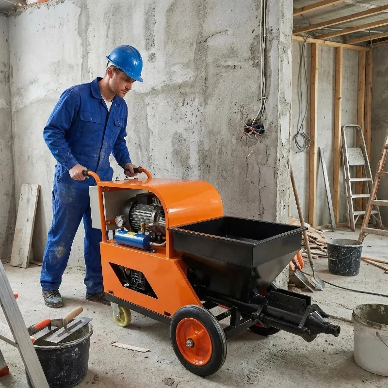 Automatic Wall Plastering Machine Cement Mortar Sprayer 380V 4kw for Indoor Outdoor Rendering
