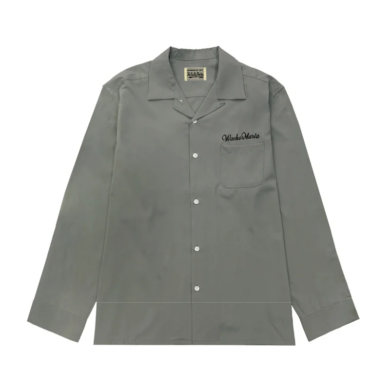 WACKO MARIA Multicolour High quality Embroidery Letters Brand Japanese Solid Loose Simple Mens Womens Long Sleeve Shirt