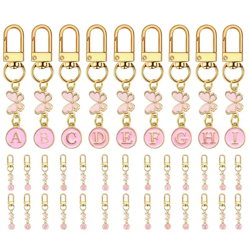 【Schön】 Metall-Schlüsselanhänger mit rosa Schmetterlingsbuchstaben, modischer Schlüsselanhänger mit A-Z-Initialen, Autoschlüsselhalter, Taschenanhänger, hängende Dekoration, Geschenk