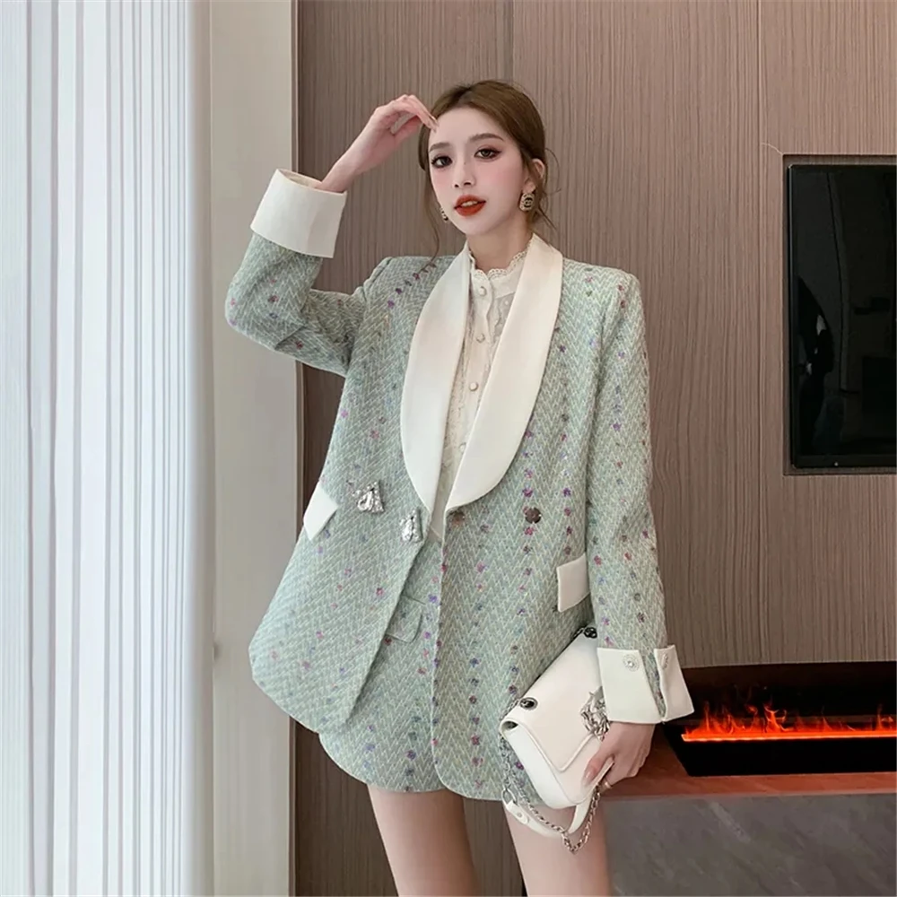 Woman Clothingy2K2024 Summer And Autumn New High-Quality Temperament Ladies Green Small Fragrance Suit Jacket Light L