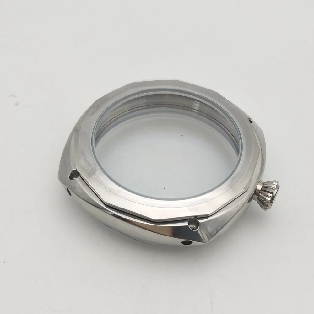 45mm 316L Stainless Steel Watch Case Fit ETA 6497/ 6498 Mechanical Hand Wind Movement Watch Accessories