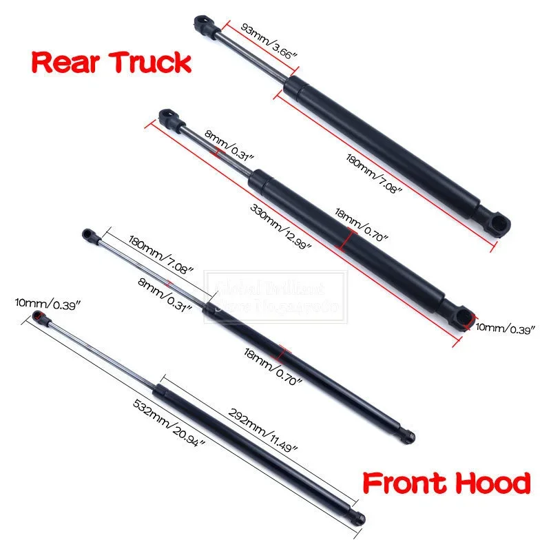 Front Engine Hood & Rear Trunk Tailgate Lift Supports Gas Spring Struts Shocks Bars For Lexus GS300 GS350 GS430 GS460 2005-2012